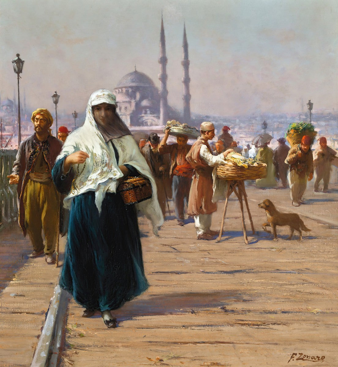 On The Galata Bridge, Constantinople by Fausto Zonaro