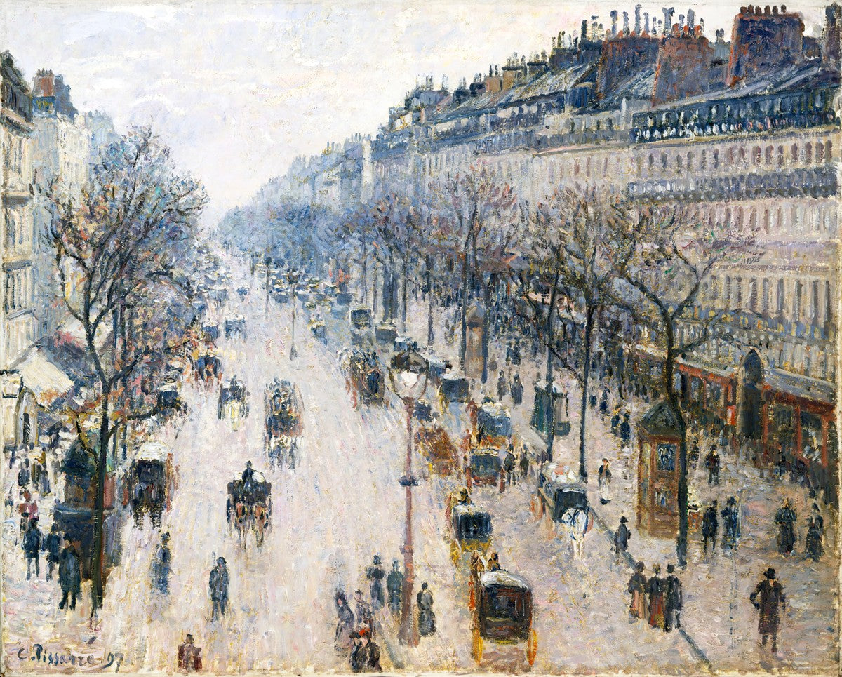 The Boulevard Montmartre on a Winter Morning by Camille Pissarro