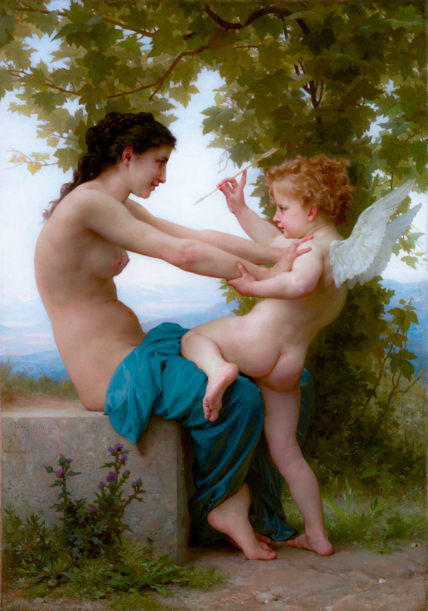 A Young Girl Defending Herself against Eros by William Bouguereau