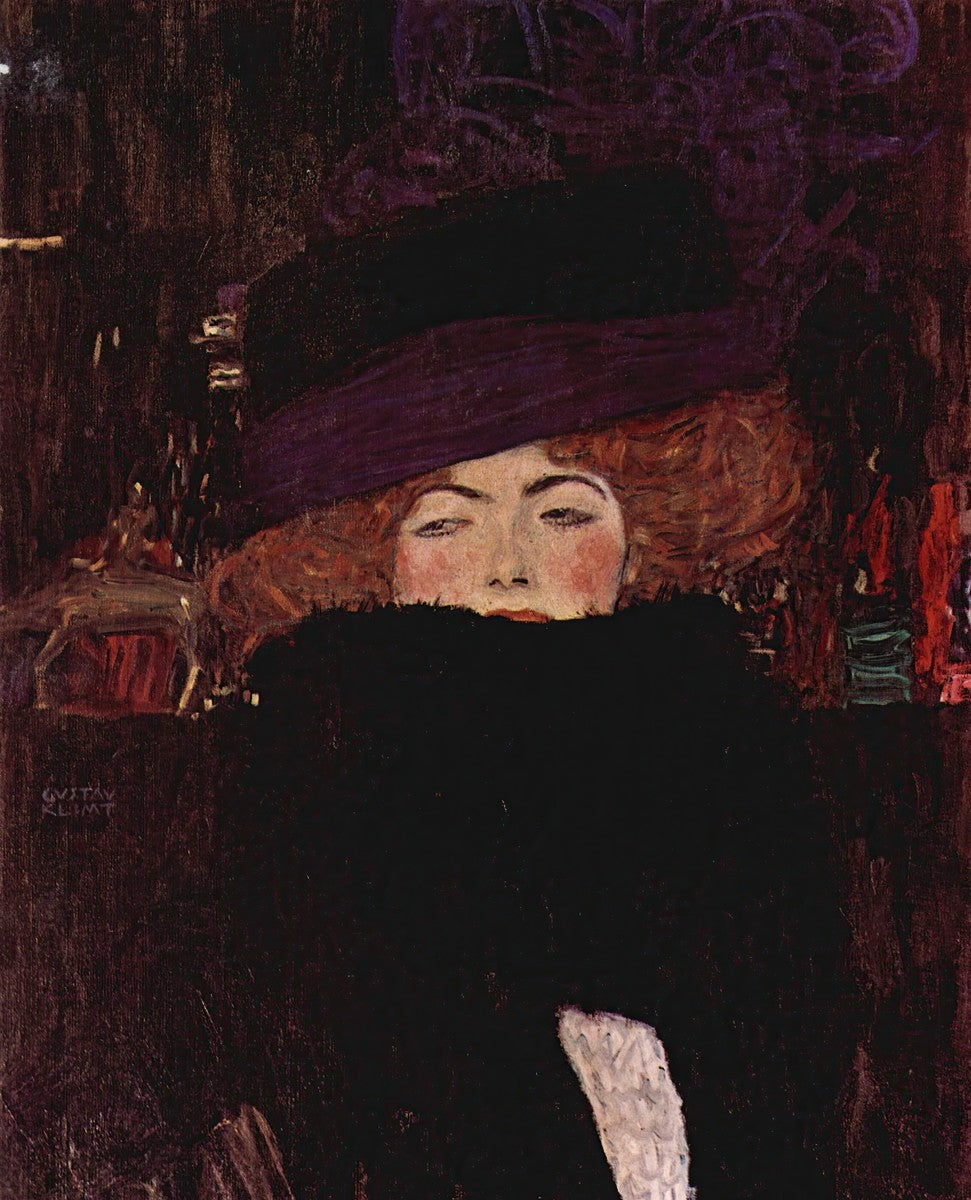 Dame mit Hut und Federboa by Gustav Klimt