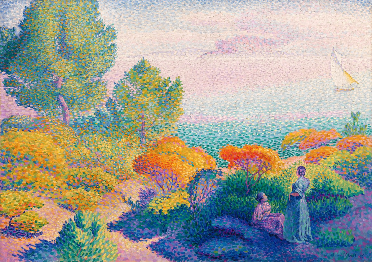 Two Women by the Shore, Mediterranean by Henri Edmond Cross