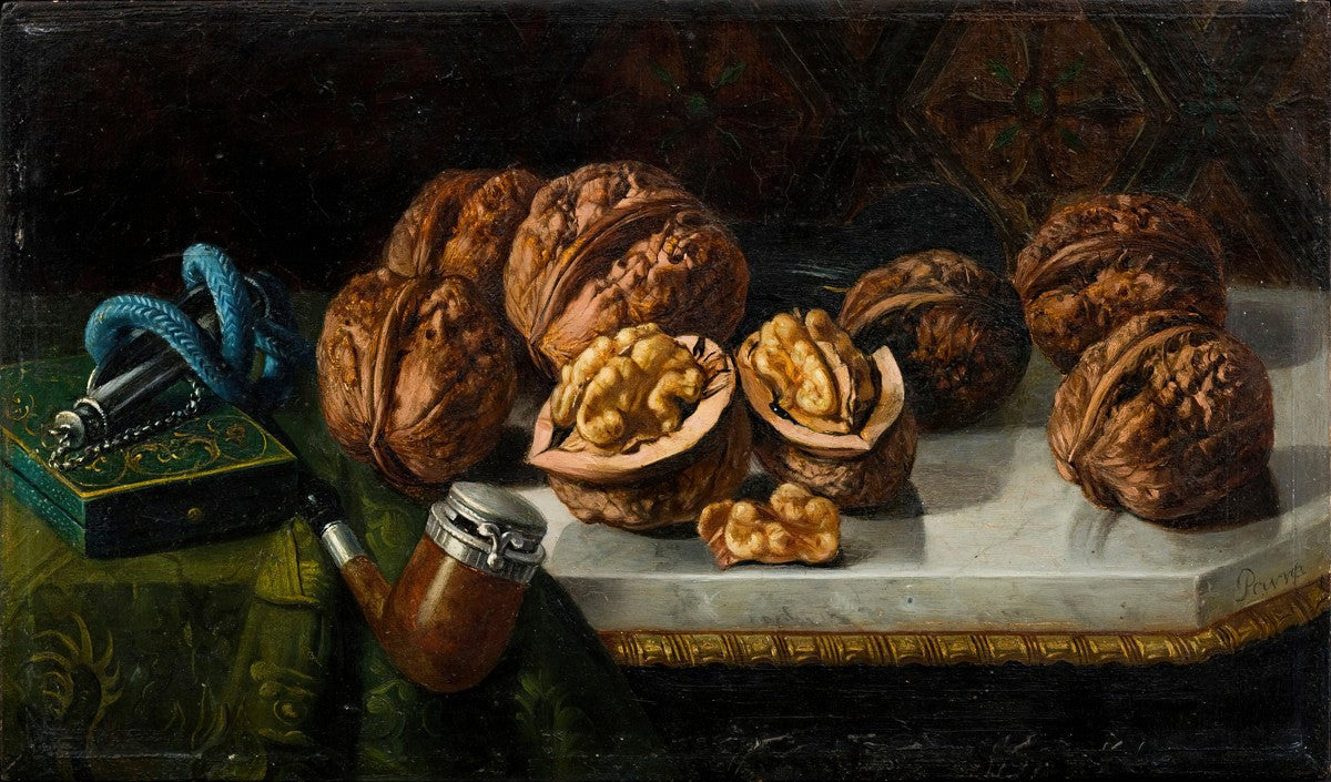 Still Life with Walnuts and Meerschaum (19th century) by Jose Felipe Parra