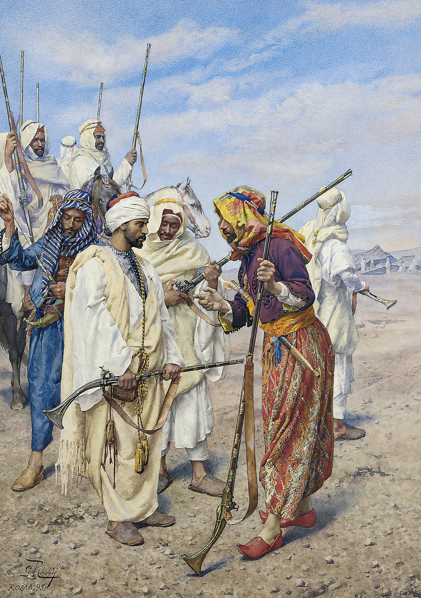 Bedouins Preparing a Raiding Party by Giulio Rosati