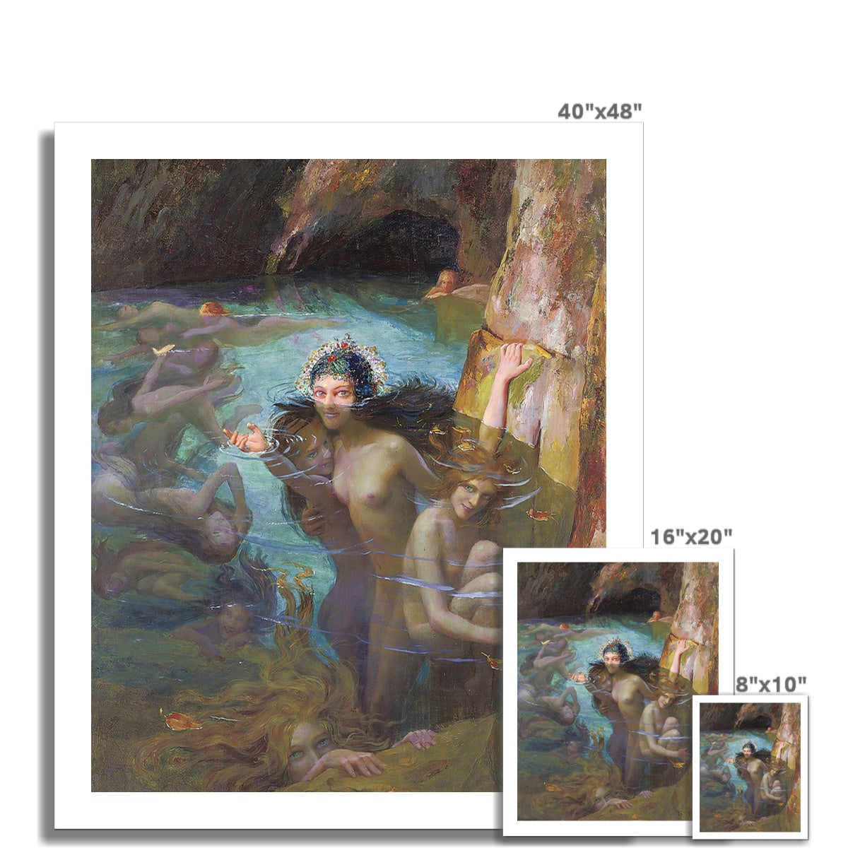 Sea Nymphs At A Grotto (1924) by Gaston Bussière Fine Art Print