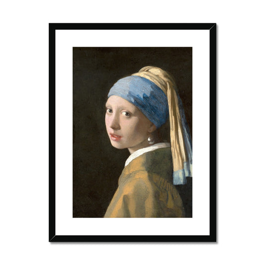 Girl with a Pearl Earring by Johannes Vermeer Framed & Mounted Print