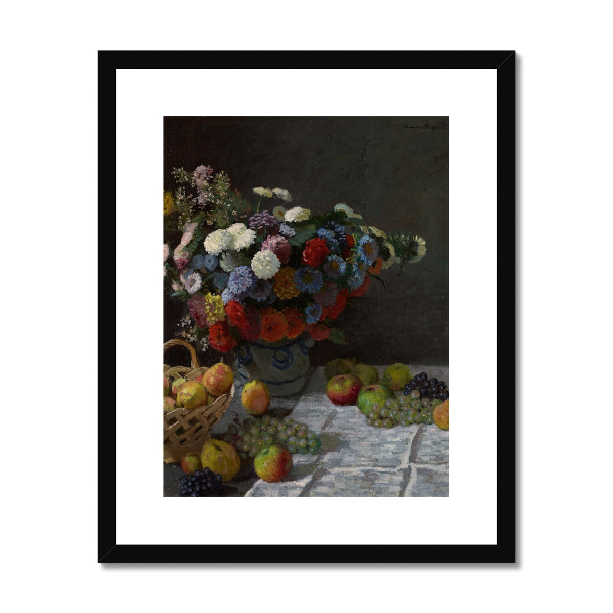 Still Life with Flowers and Fruit by Claude Monet Framed & Mounted Print