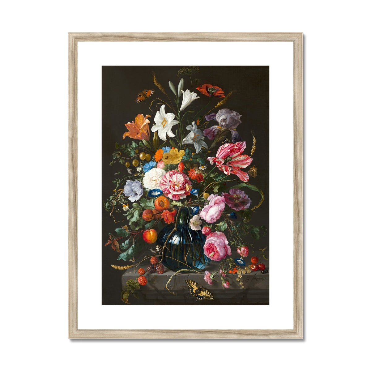 Vase of Flowers (c. 1670) by Jan Davidsz de Heem Framed & Mounted Print