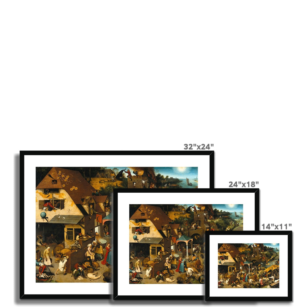 Netherlandish Proverbs (1559) by Pieter Bruegel The Elder Framed & Mounted Print