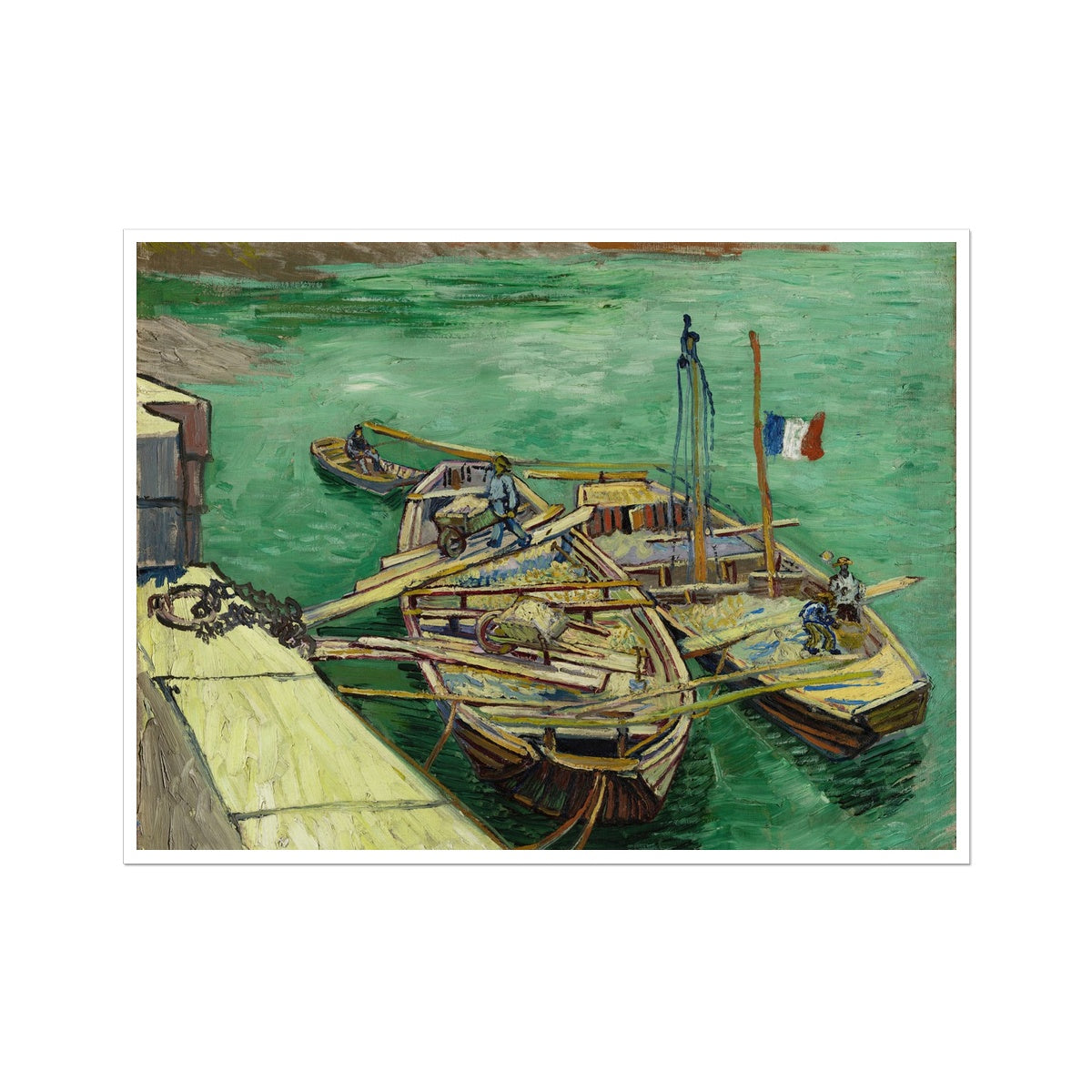 Quay with men unloading sand barges by Vincent van Gogh Fine Art Print