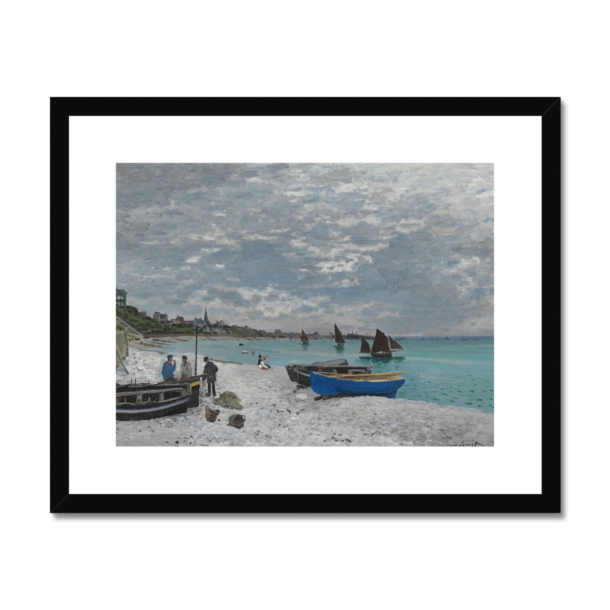 The Beach at Sainte-Adresse by Claude Monet Framed & Mounted Print