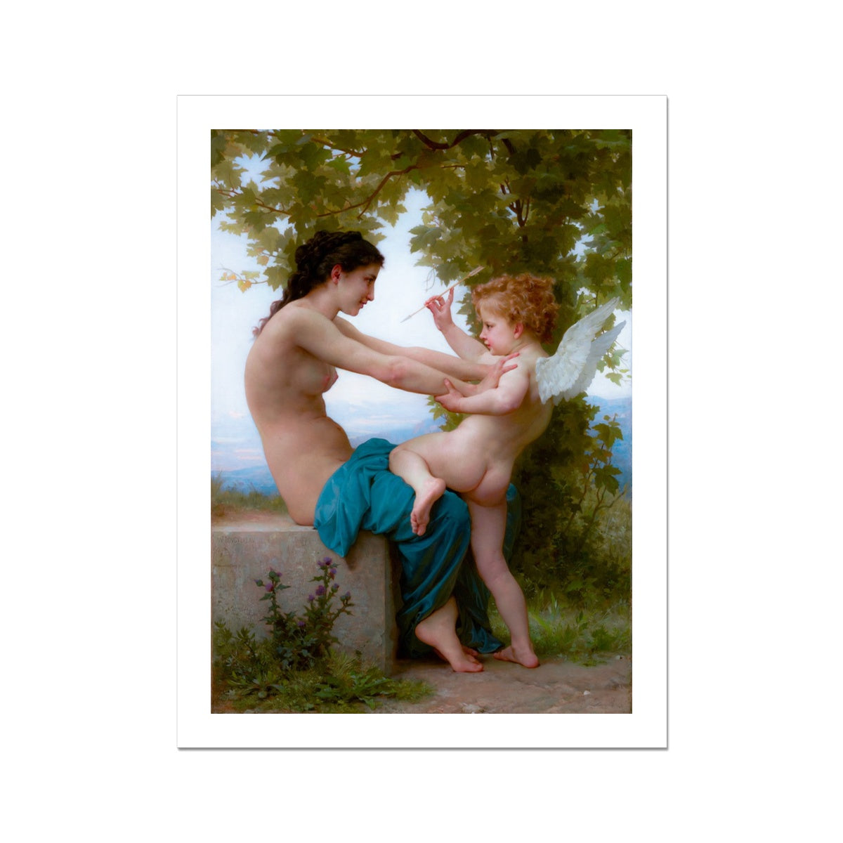 A Young Girl Defending Herself against Eros by William Bouguereau Fine Art Print