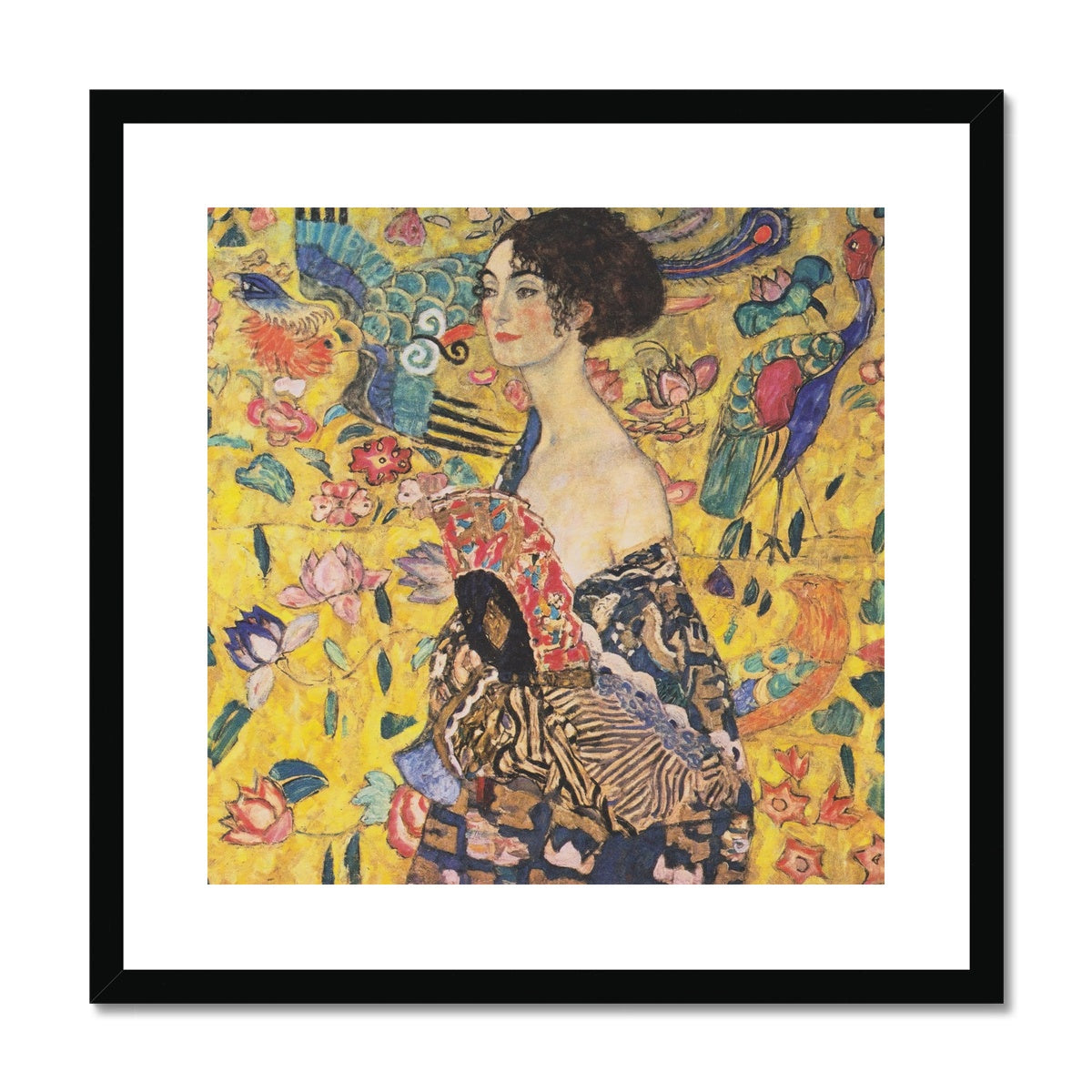 Woman with fan by Gustav Klimt Framed & Mounted Print