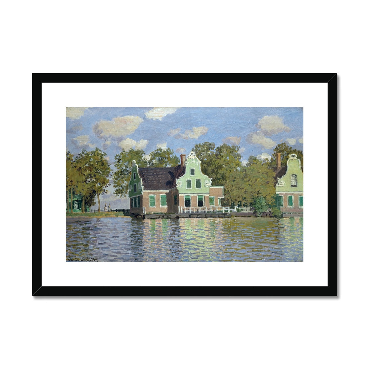 Houses by the Bank of the River Zaan by Claude Monet Framed & Mounted Print