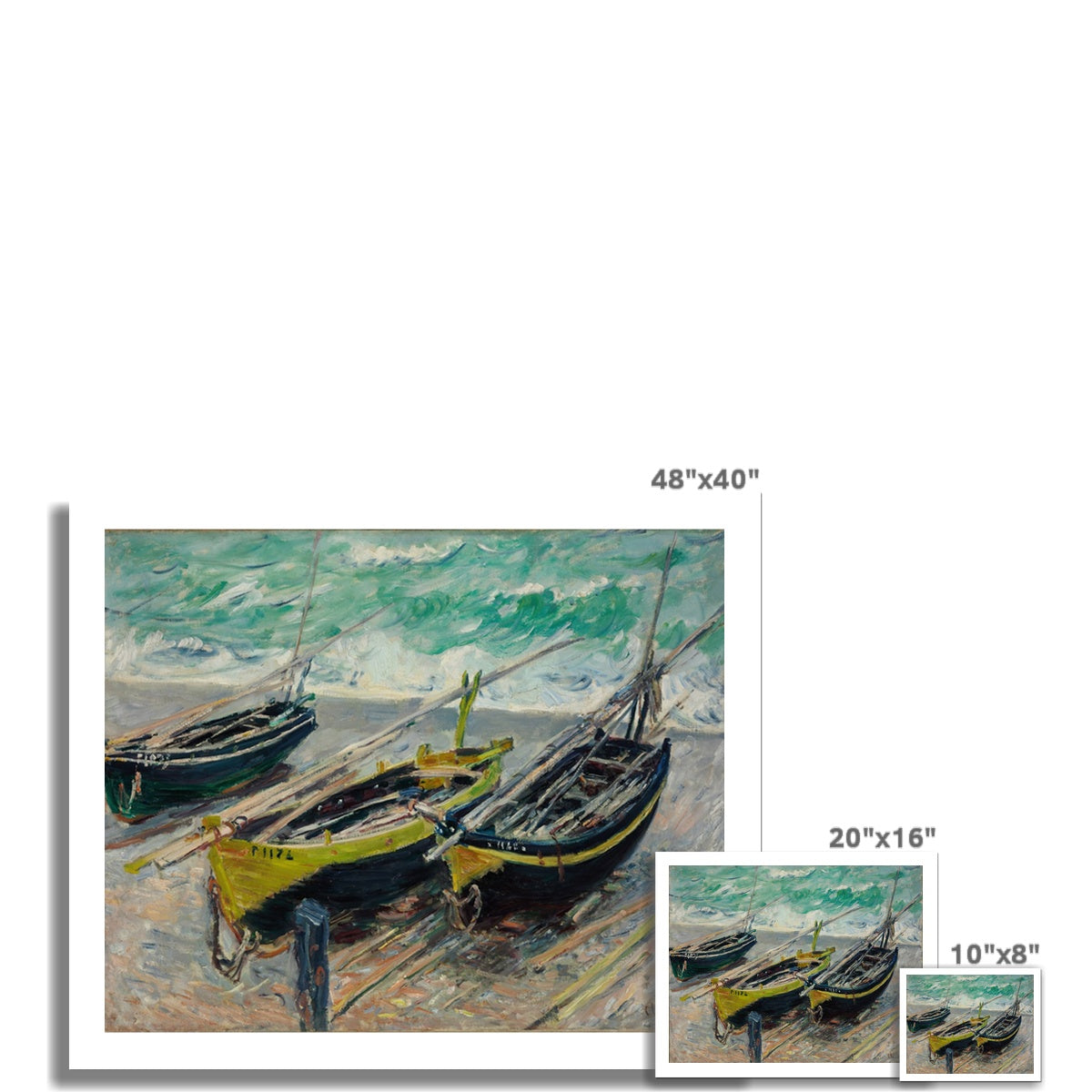 Three Fishing Boats by Claude Monet  Fine Art Print