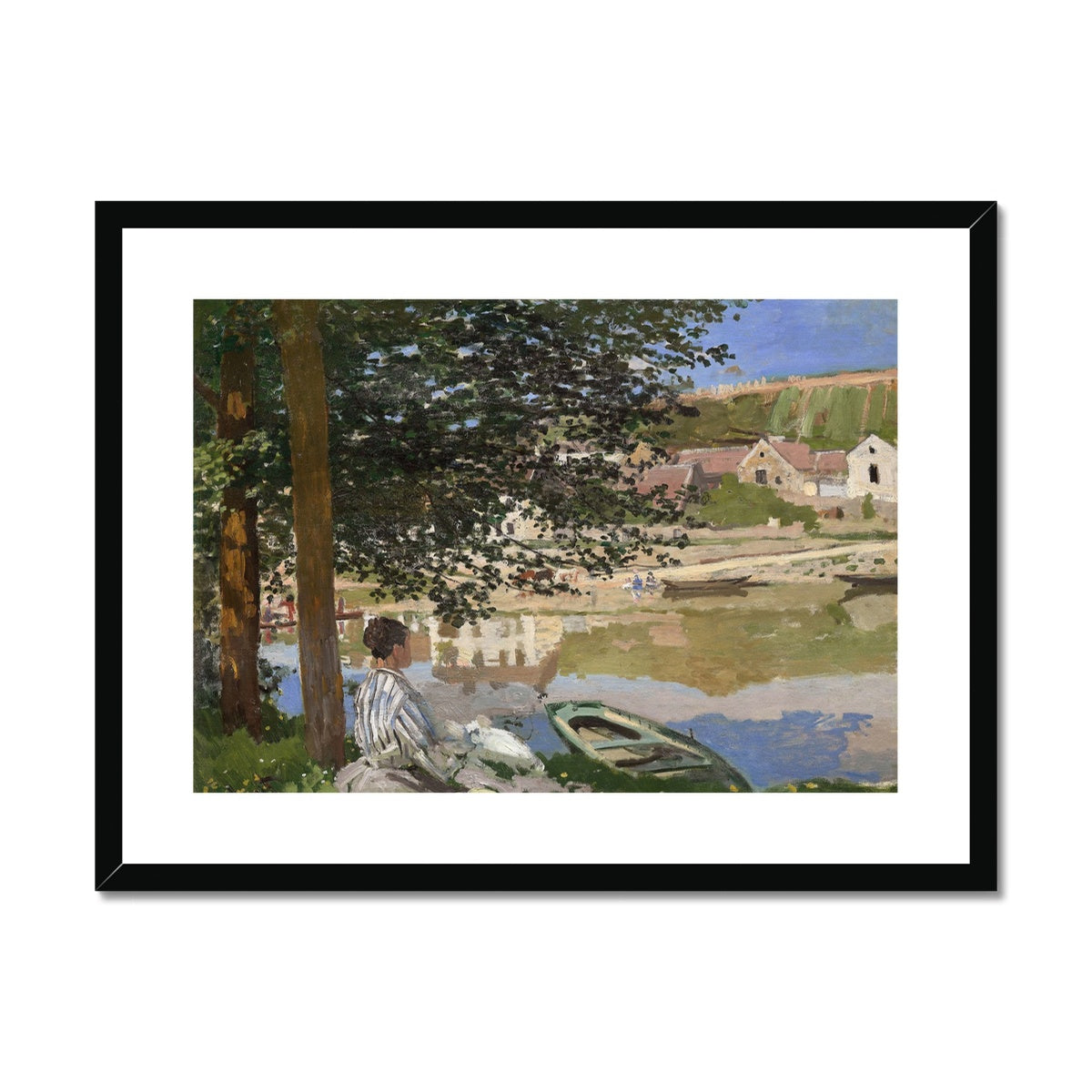 On the Bank of the Seine, Bennecourt by Claude Monet  Framed & Mounted Print