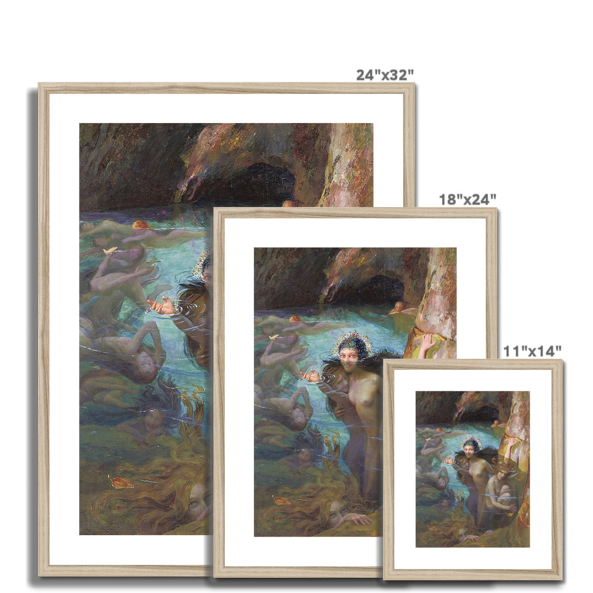 Sea Nymphs At A Grotto (1924) by Gaston Bussière Framed & Mounted Print