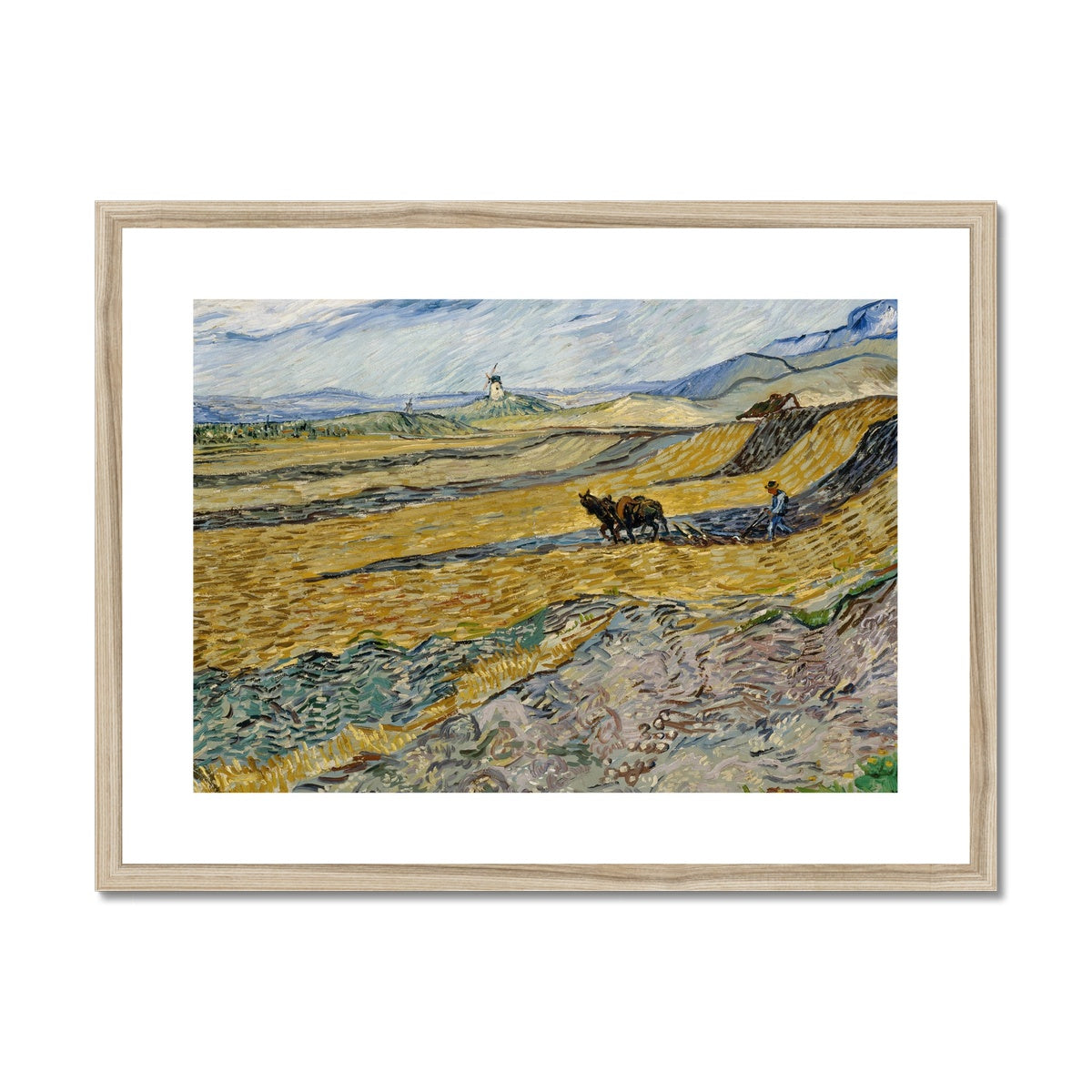 Enclosed Field with Ploughman by Vincent van Gogh  Framed & Mounted Print