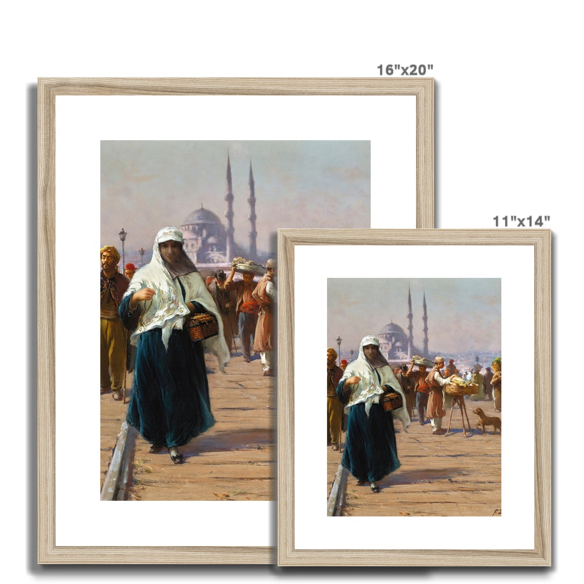 On The Galata Bridge, Constantinople by Fausto Zonaro Framed & Mounted Print