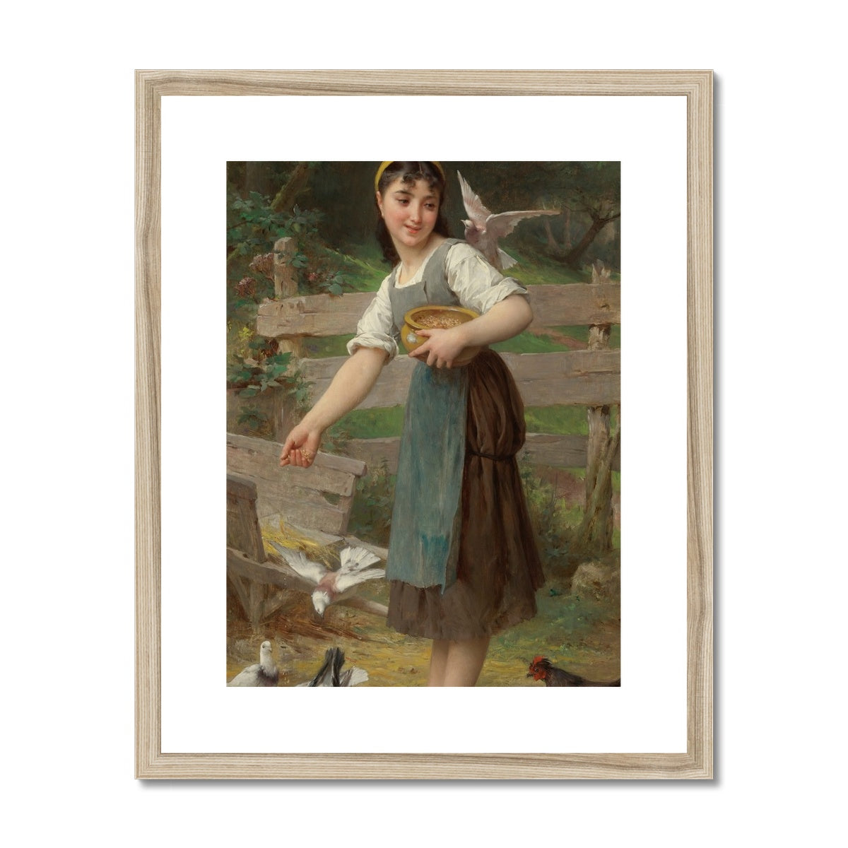 Feeding The Doves (1890) by Émile Munier Framed & Mounted Print