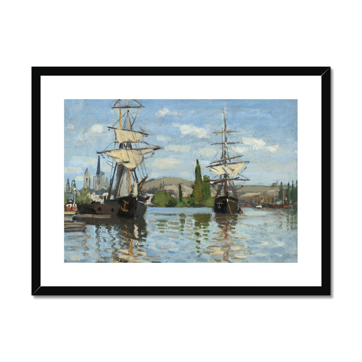 Ships Riding on the Seine at Rouen by Claude Monet  Framed & Mounted Print