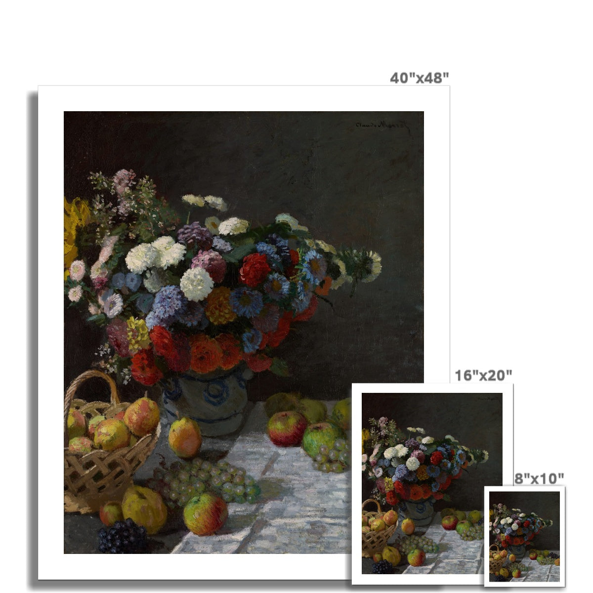 Still Life with Flowers and Fruit by Claude Monet Fine Art Print