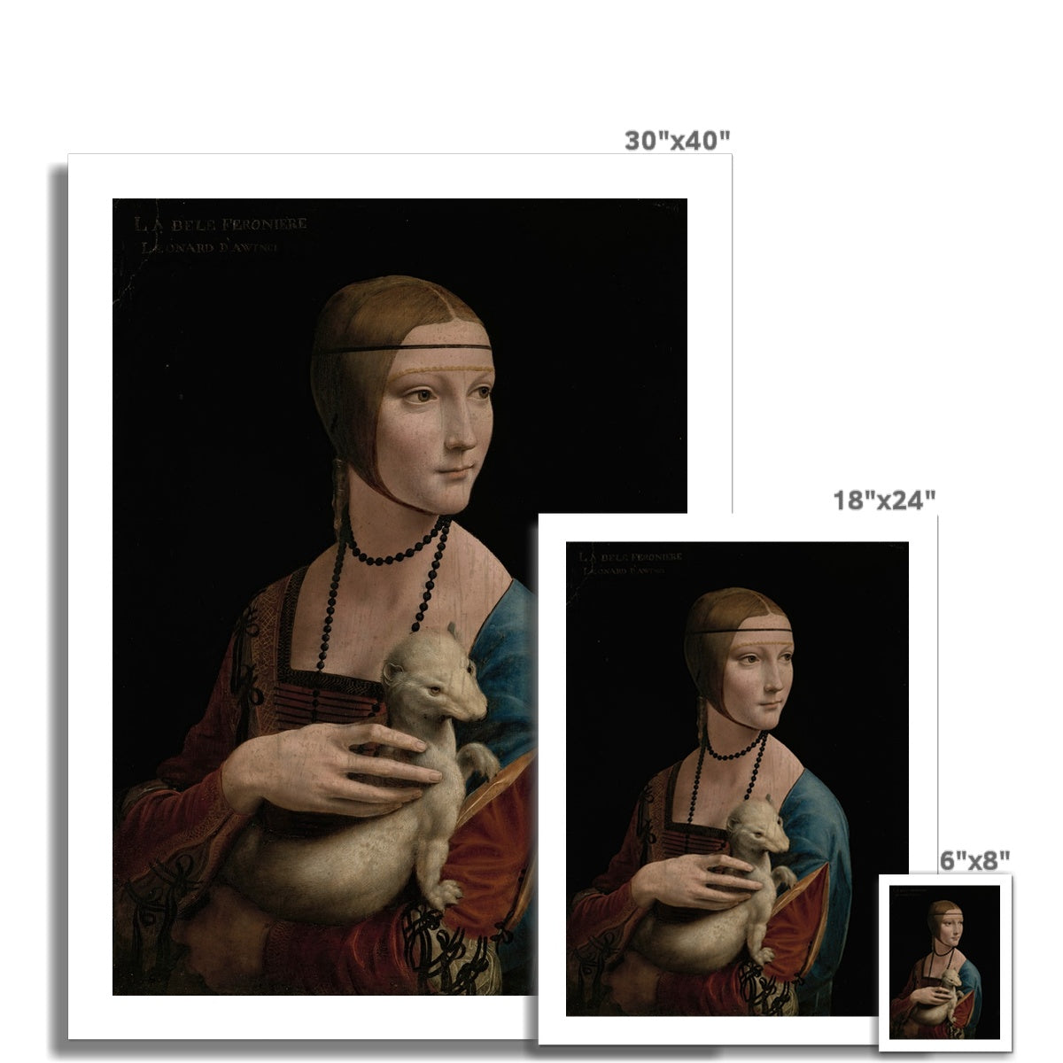 Lady with an Ermine – Portrait of Cecilia Gallerani by Leonardo da Vinci  Fine Art Print