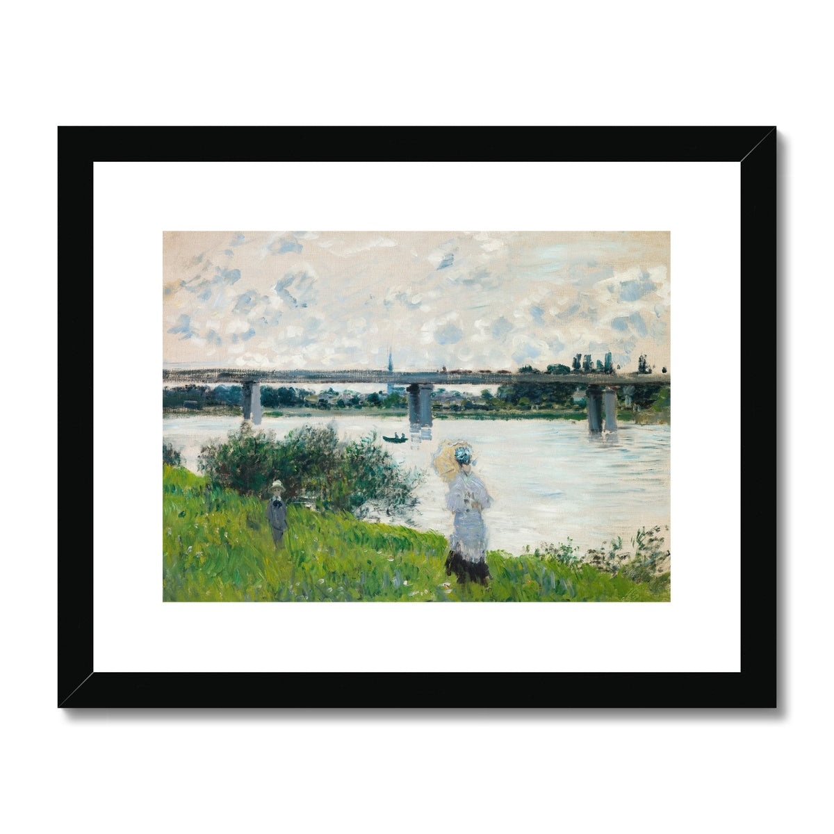 The Promenade with the Railroad Bridge, Argenteuil by Claude Monet Framed & Mounted Print