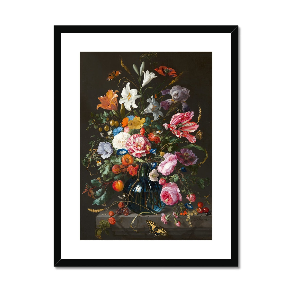 Vase of Flowers (c. 1670) by Jan Davidsz de Heem Framed & Mounted Print