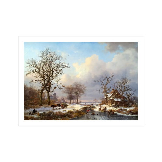 Dutch Winter Landscape with Skaters by Frederik Marinus Kruseman Fine Art Print