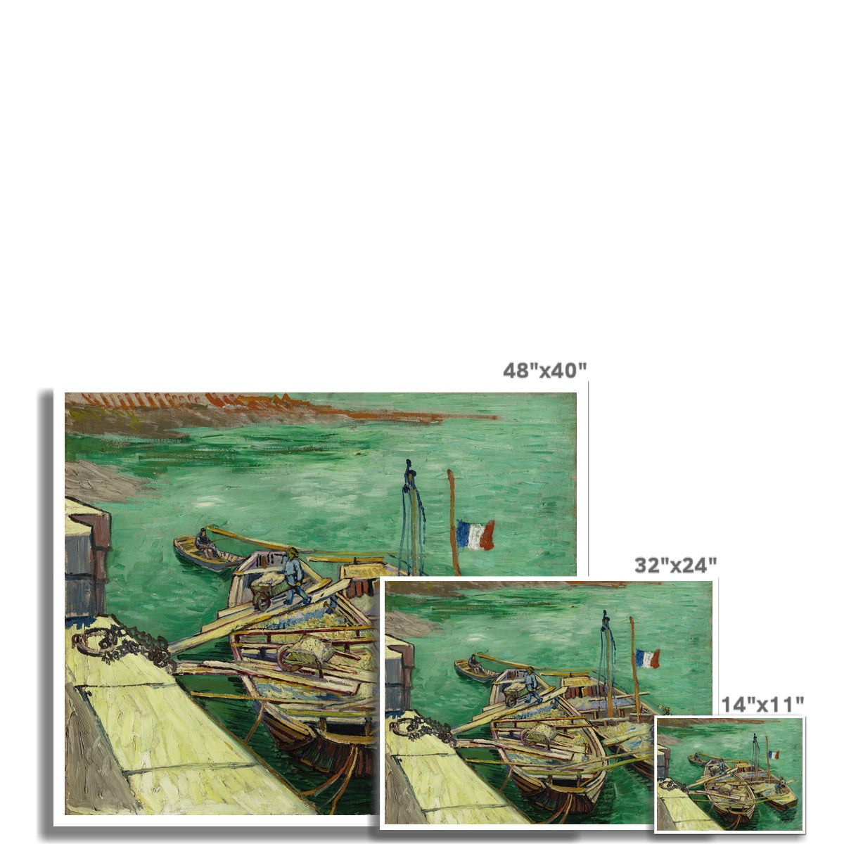 Quay with men unloading sand barges by Vincent van Gogh Fine Art Print