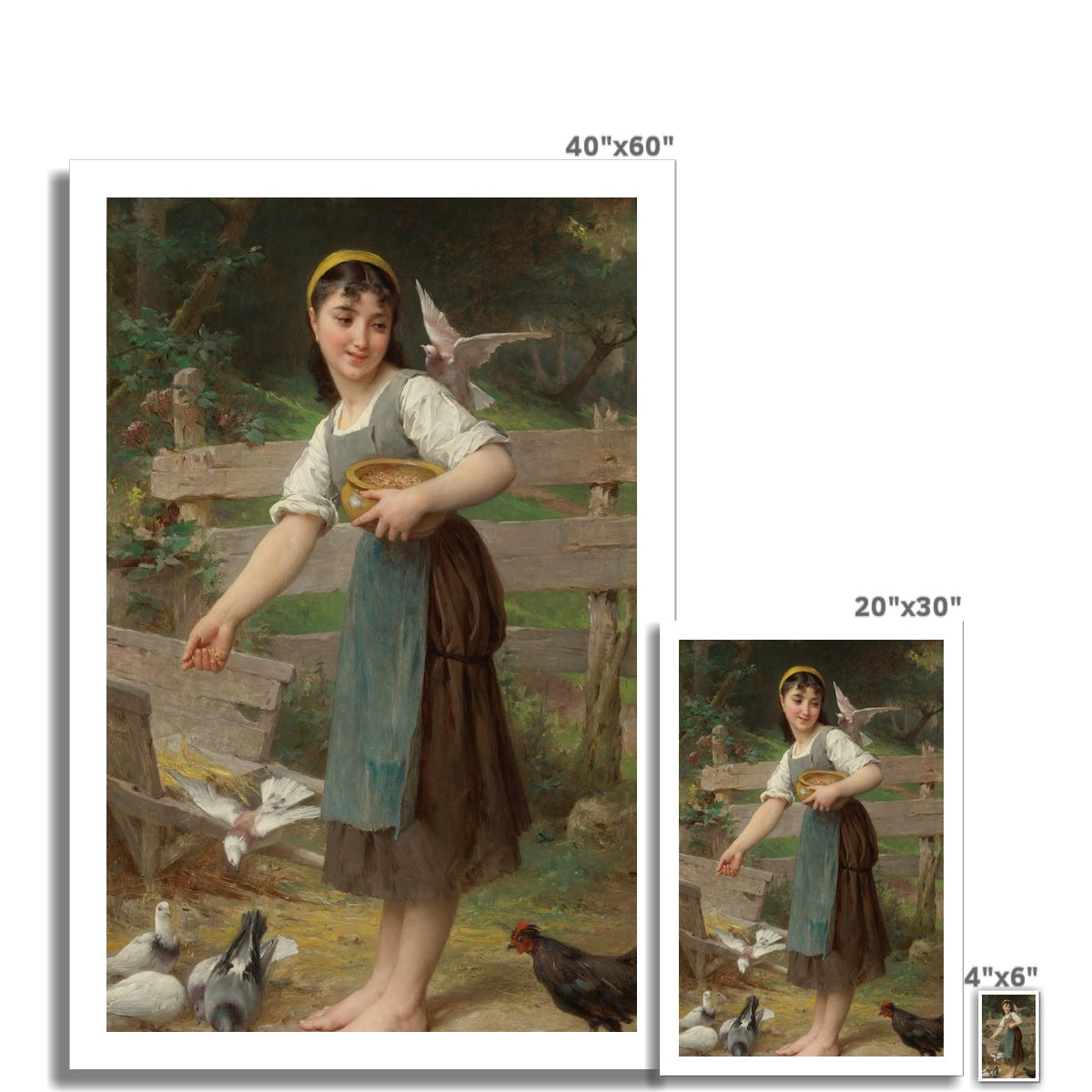 Feeding The Doves (1890) by Émile Munier Fine Art Print