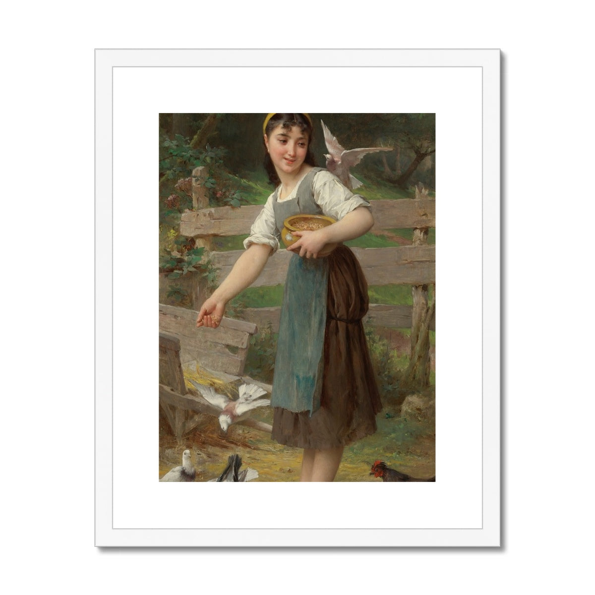 Feeding The Doves (1890) by Émile Munier Framed & Mounted Print