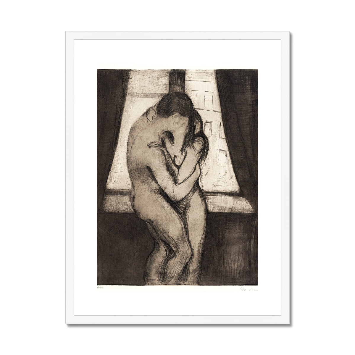 The Kiss by Edvard Munch Framed & Mounted Print