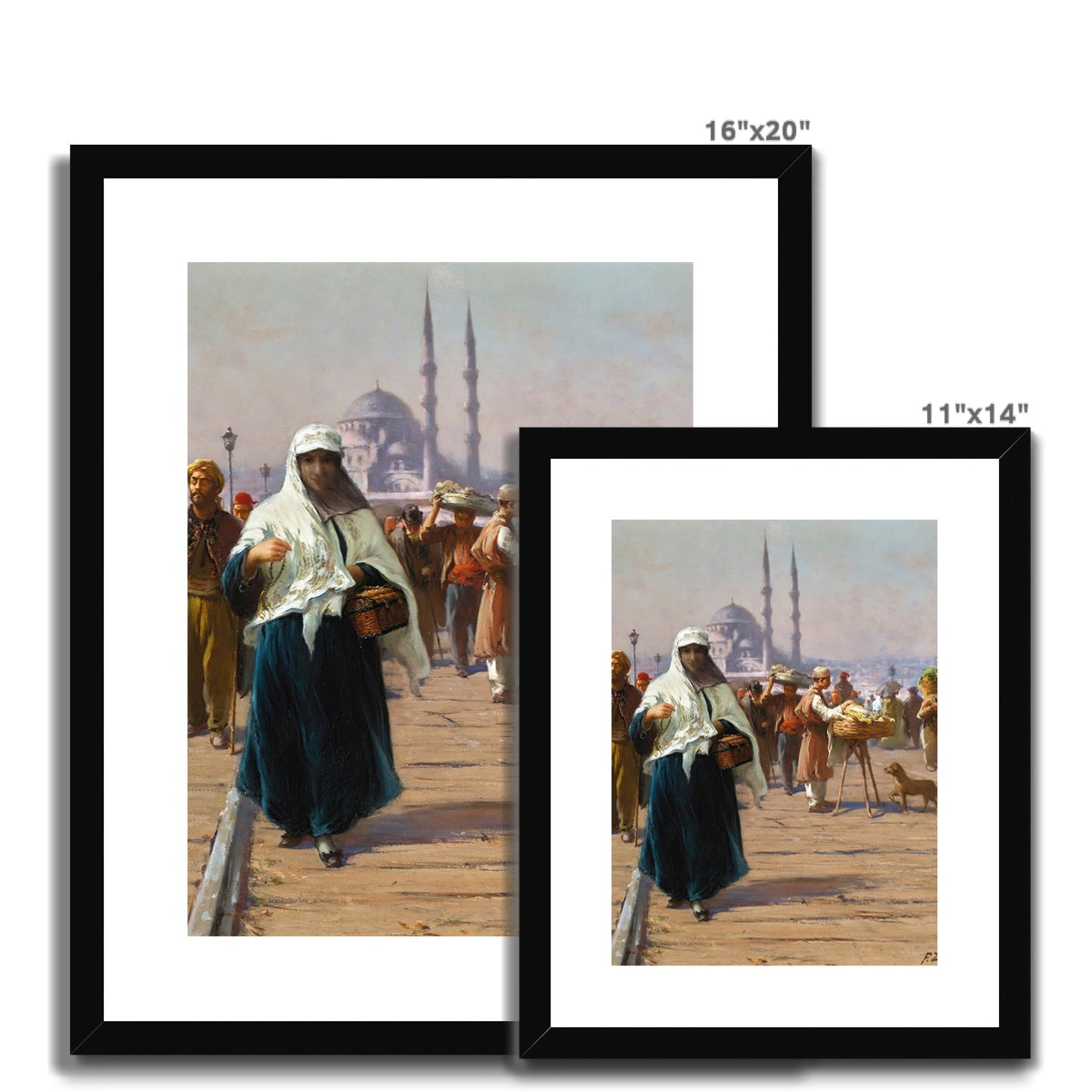 On The Galata Bridge, Constantinople by Fausto Zonaro Framed & Mounted Print