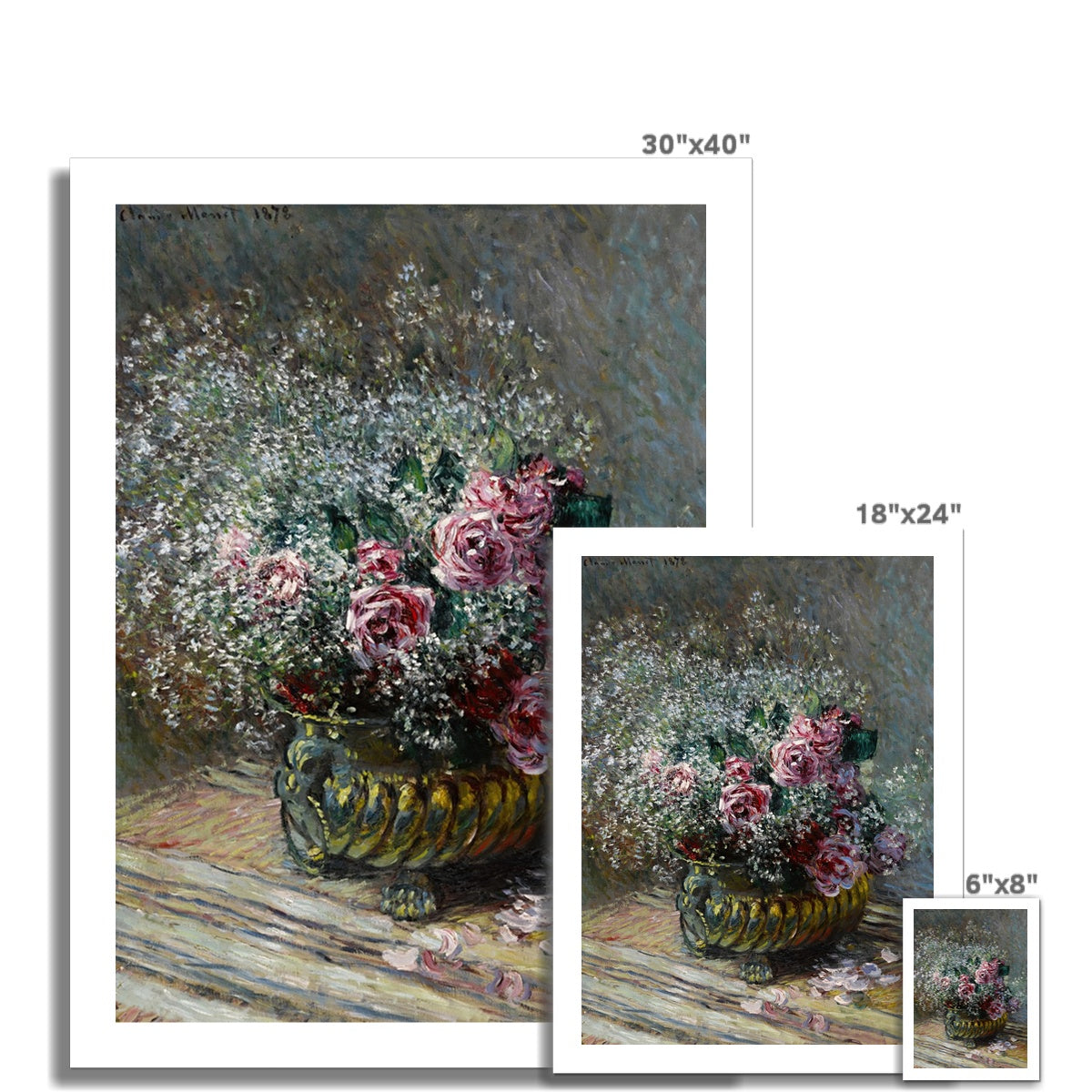 Fleurs dans un pot (Roses et brouillard) by Claude Monet Fine Art Print