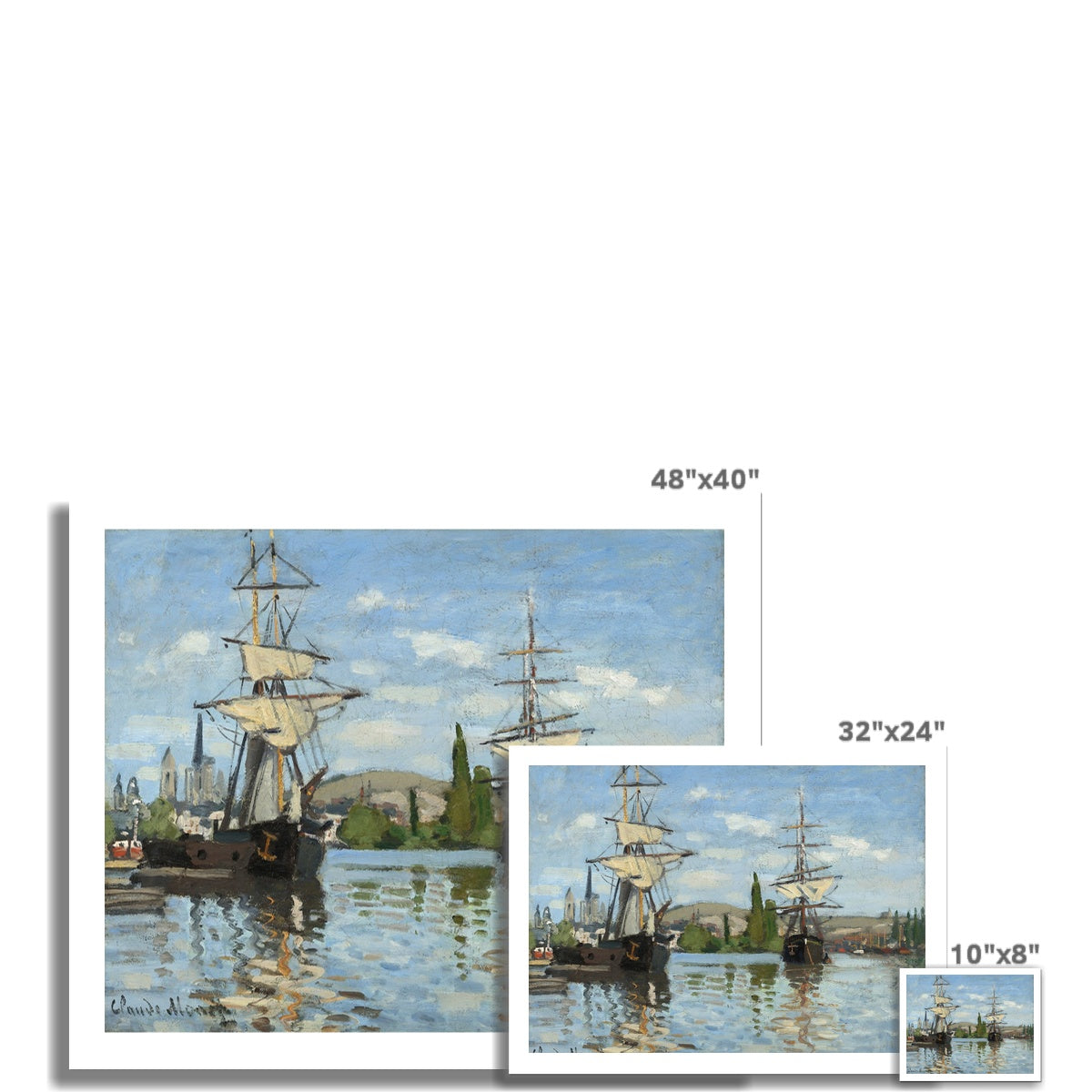 Ships Riding on the Seine at Rouen by Claude Monet  Fine Art Print