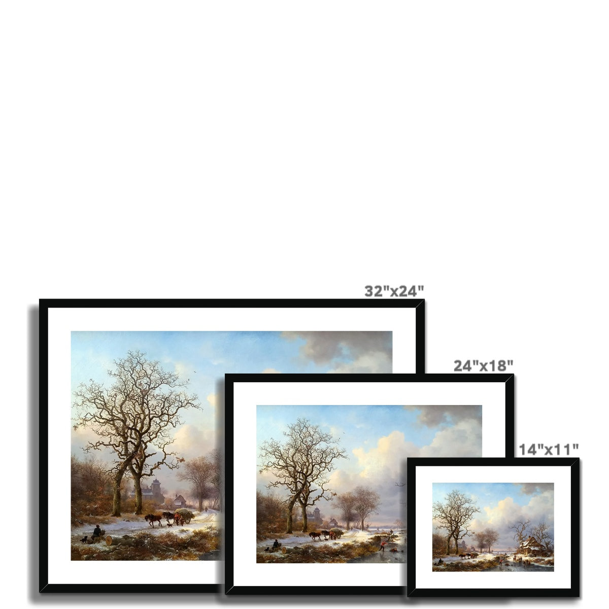 Dutch Winter Landscape with Skaters by Frederik Marinus Kruseman Framed & Mounted Print