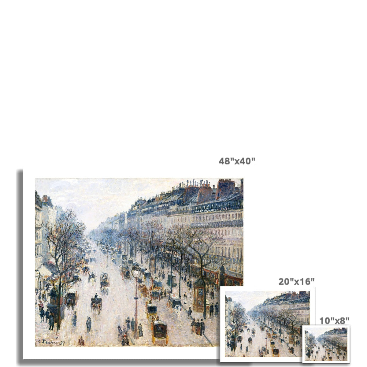 The Boulevard Montmartre on a Winter Morning by Camille Pissarro Fine Art Print