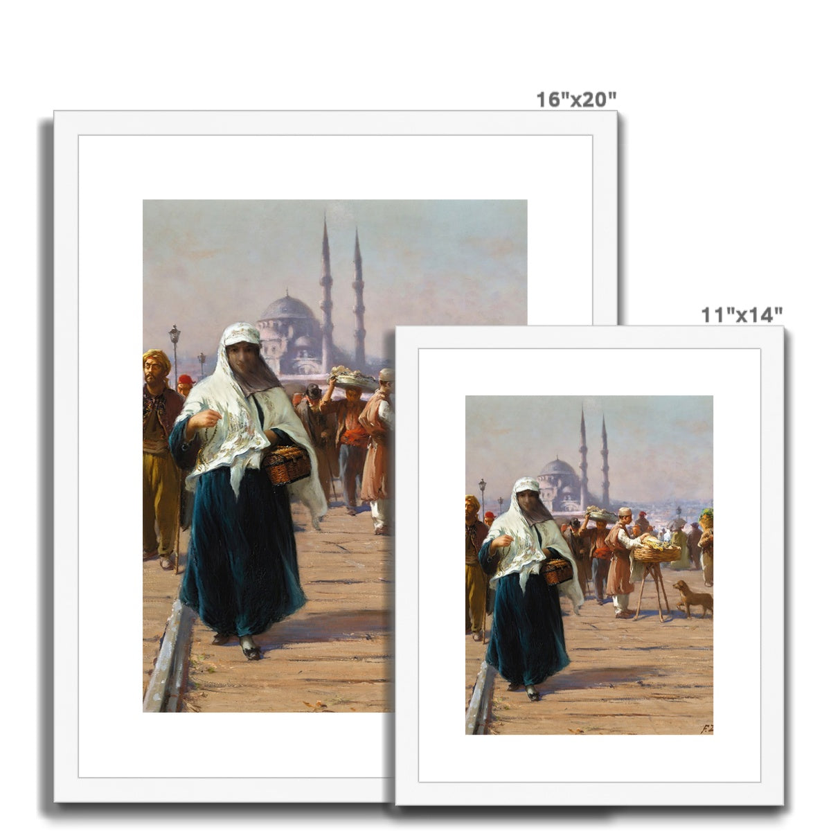 On The Galata Bridge, Constantinople by Fausto Zonaro Framed & Mounted Print