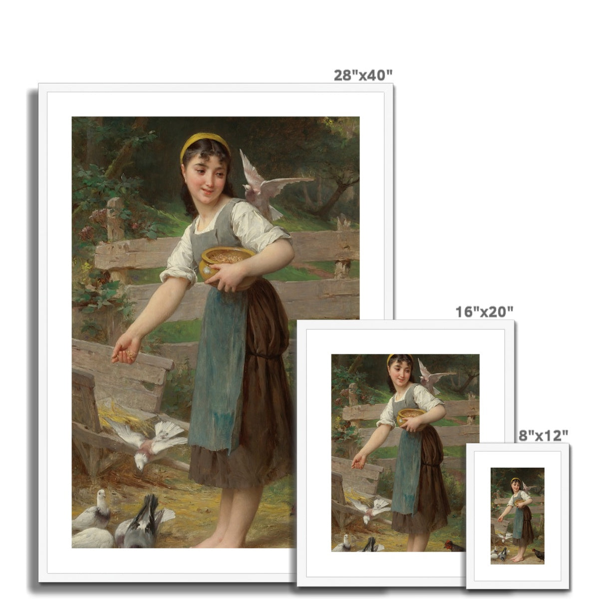 Feeding The Doves (1890) by Émile Munier Framed & Mounted Print