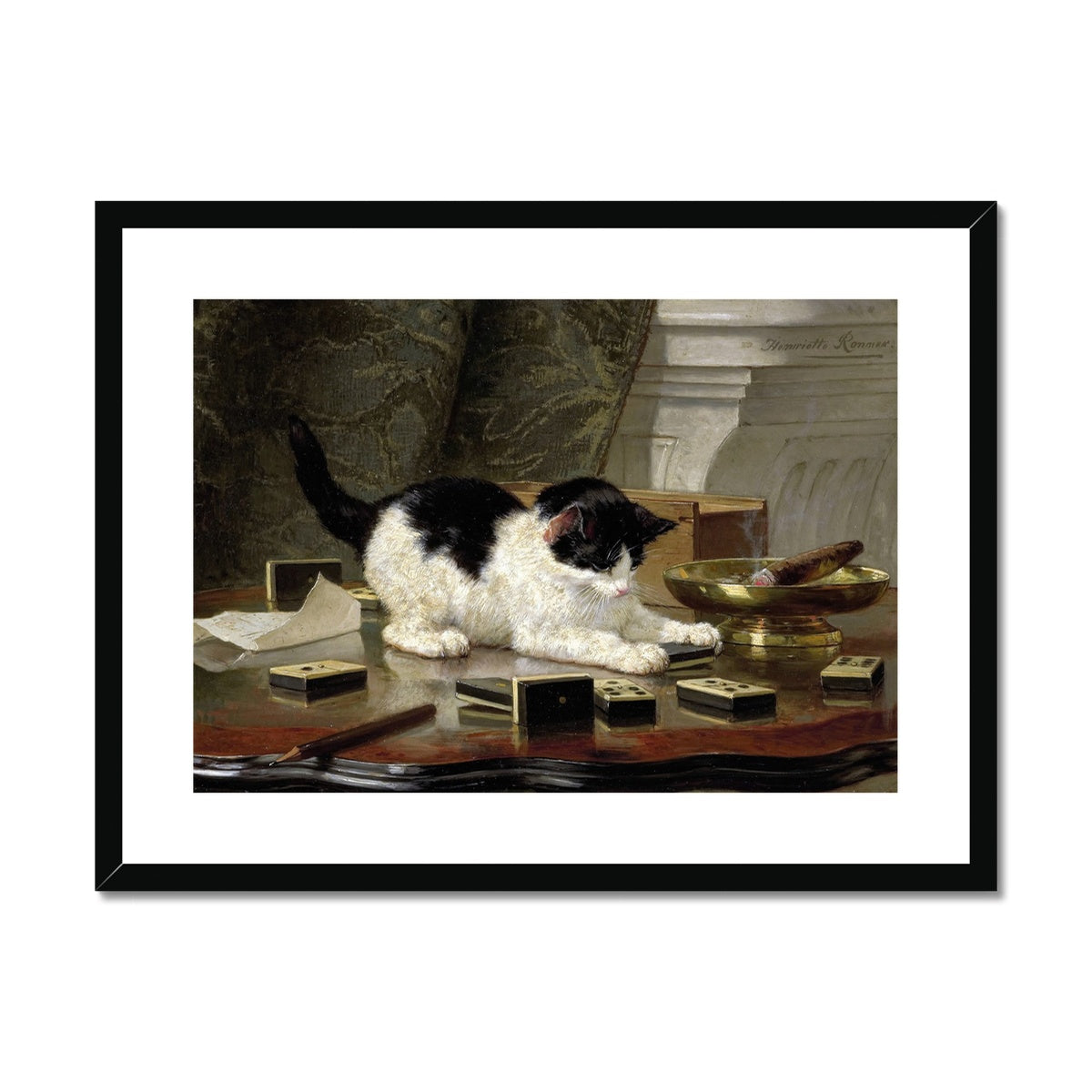 The Cat at Play by Henriëtte Ronner-Knip  Framed & Mounted Print