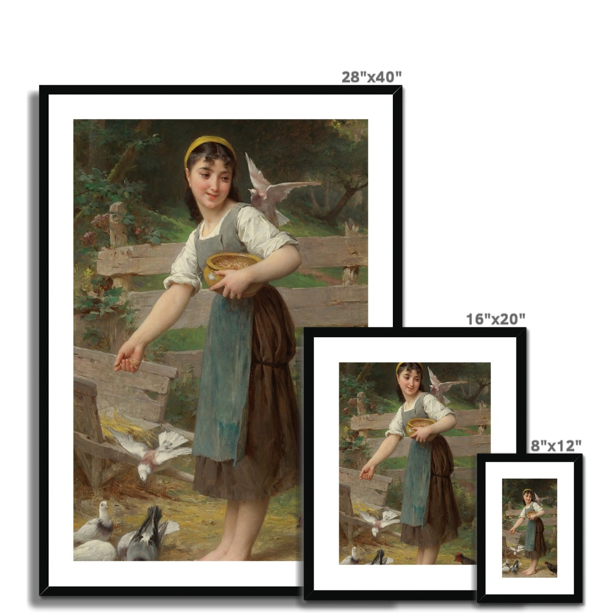 Feeding The Doves (1890) by Émile Munier Framed & Mounted Print