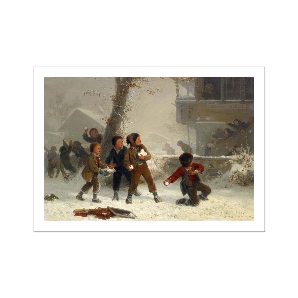 Snowball Fight by Edouard Girardet Fine Art Print