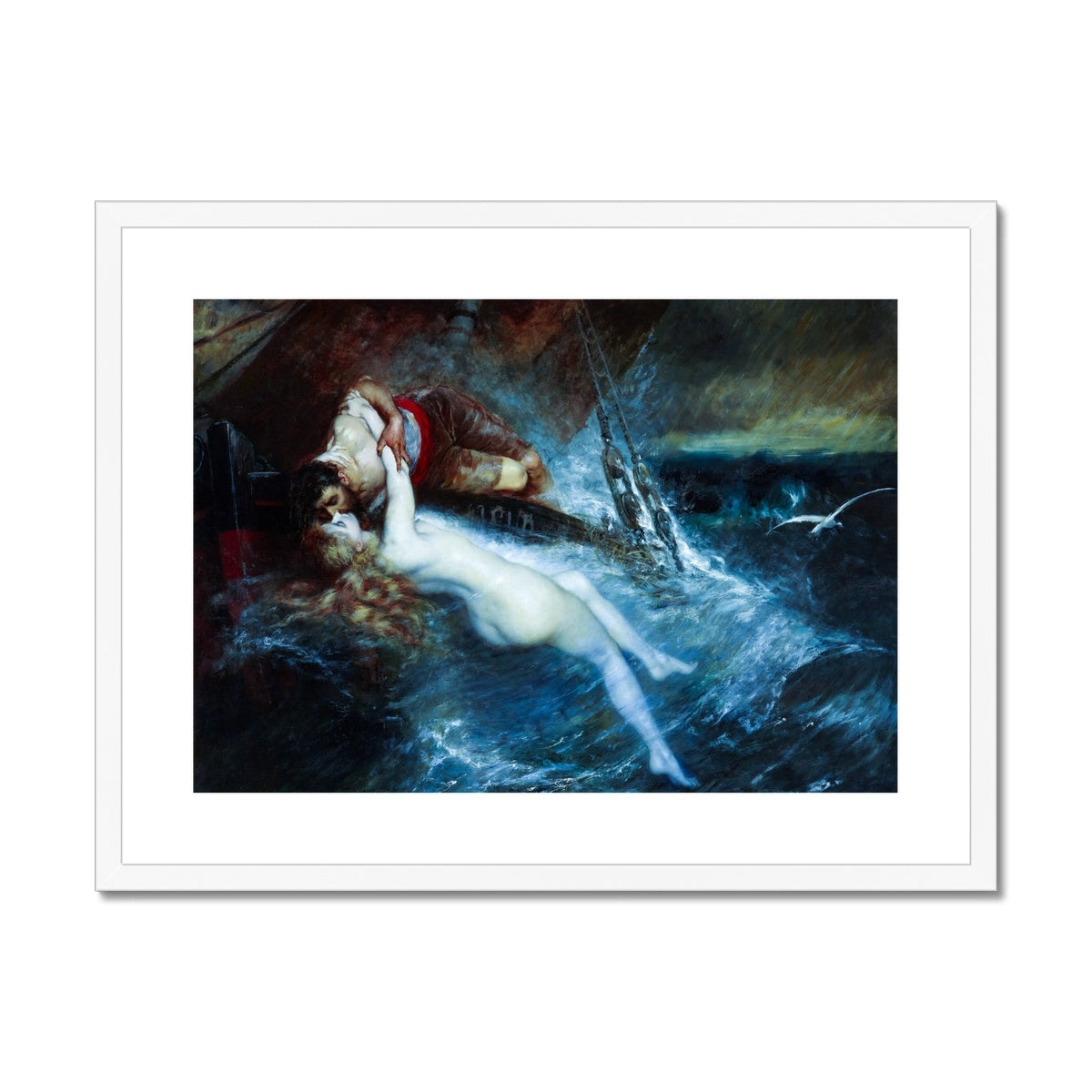 The Kiss of the Siren by Gustav Wertheimer Framed & Mounted Print