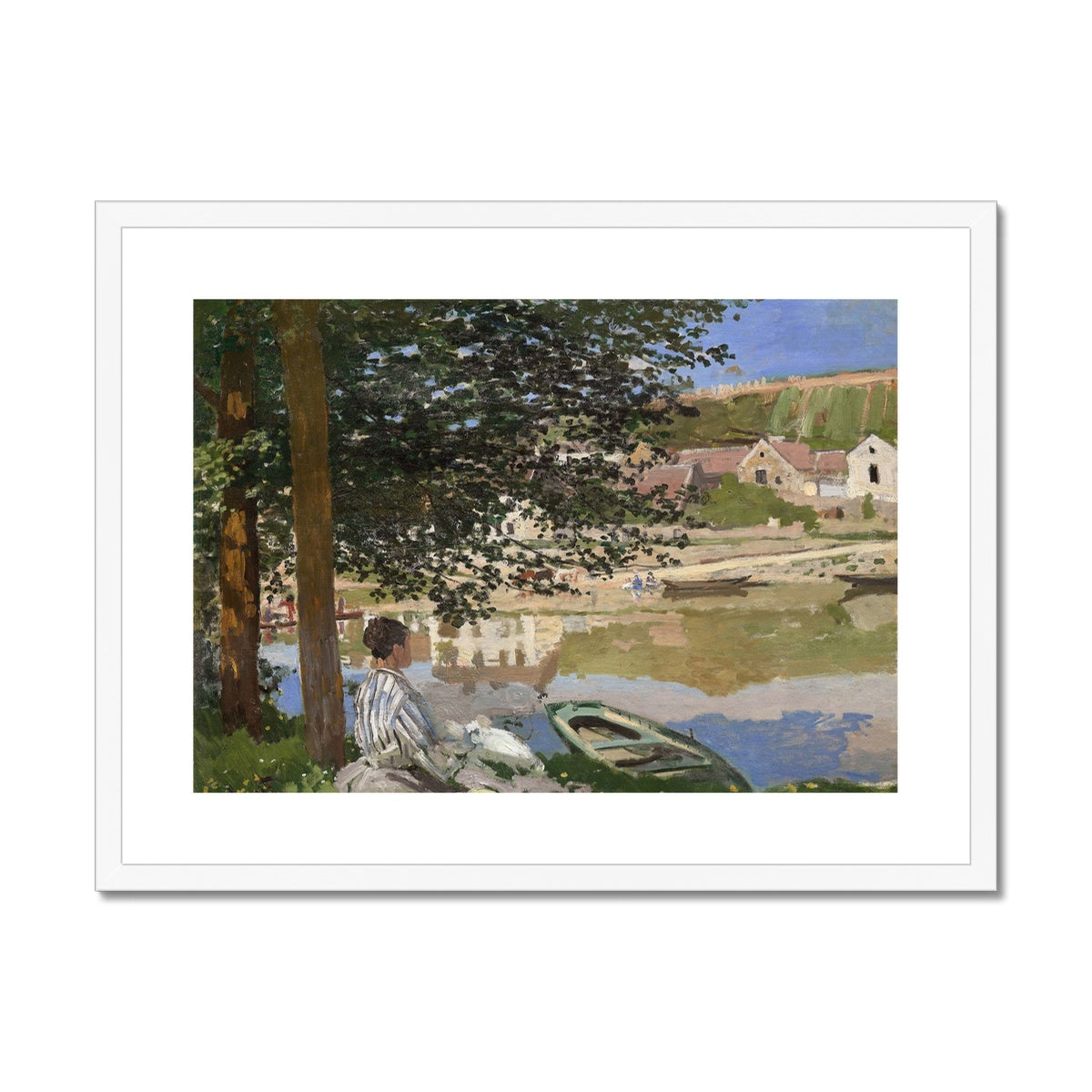 On the Bank of the Seine, Bennecourt by Claude Monet  Framed & Mounted Print