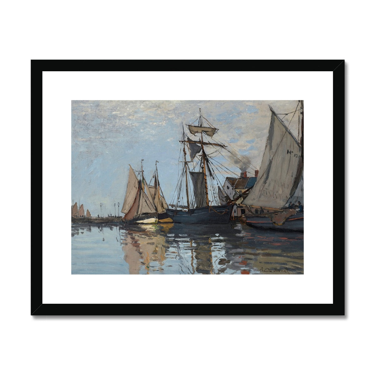 Bateaux dans le port de Honfleur by Claude Monet  Framed & Mounted Print