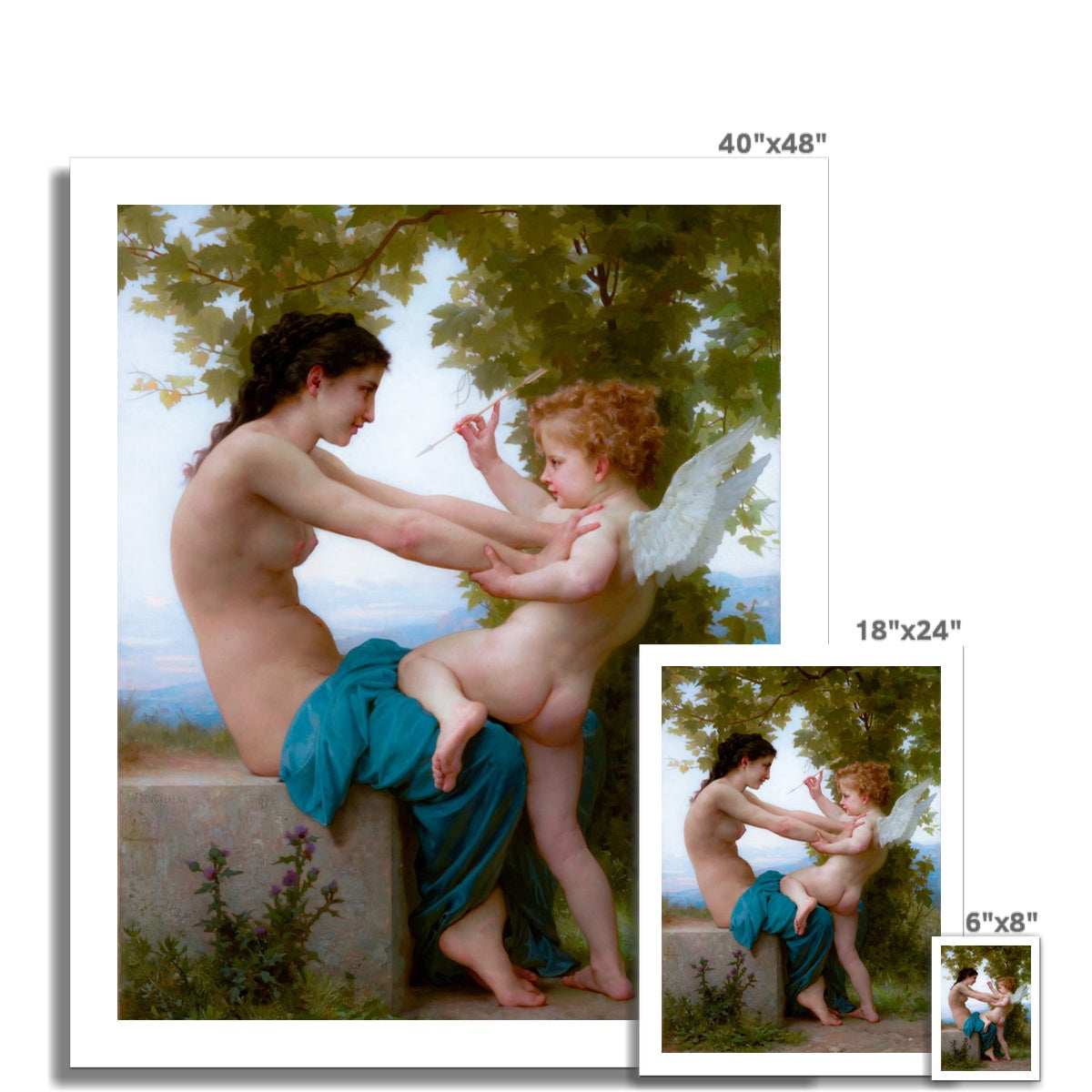 A Young Girl Defending Herself against Eros by William Bouguereau Fine Art Print