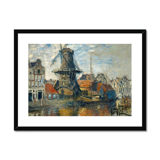 The Windmill on the Onbekende Gracht, Amsterdam by Claude Monet Framed & Mounted Print