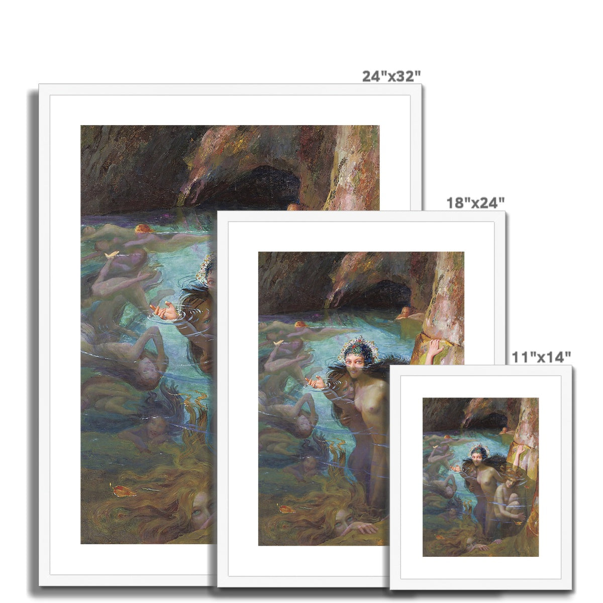 Sea Nymphs At A Grotto (1924) by Gaston Bussière Framed & Mounted Print