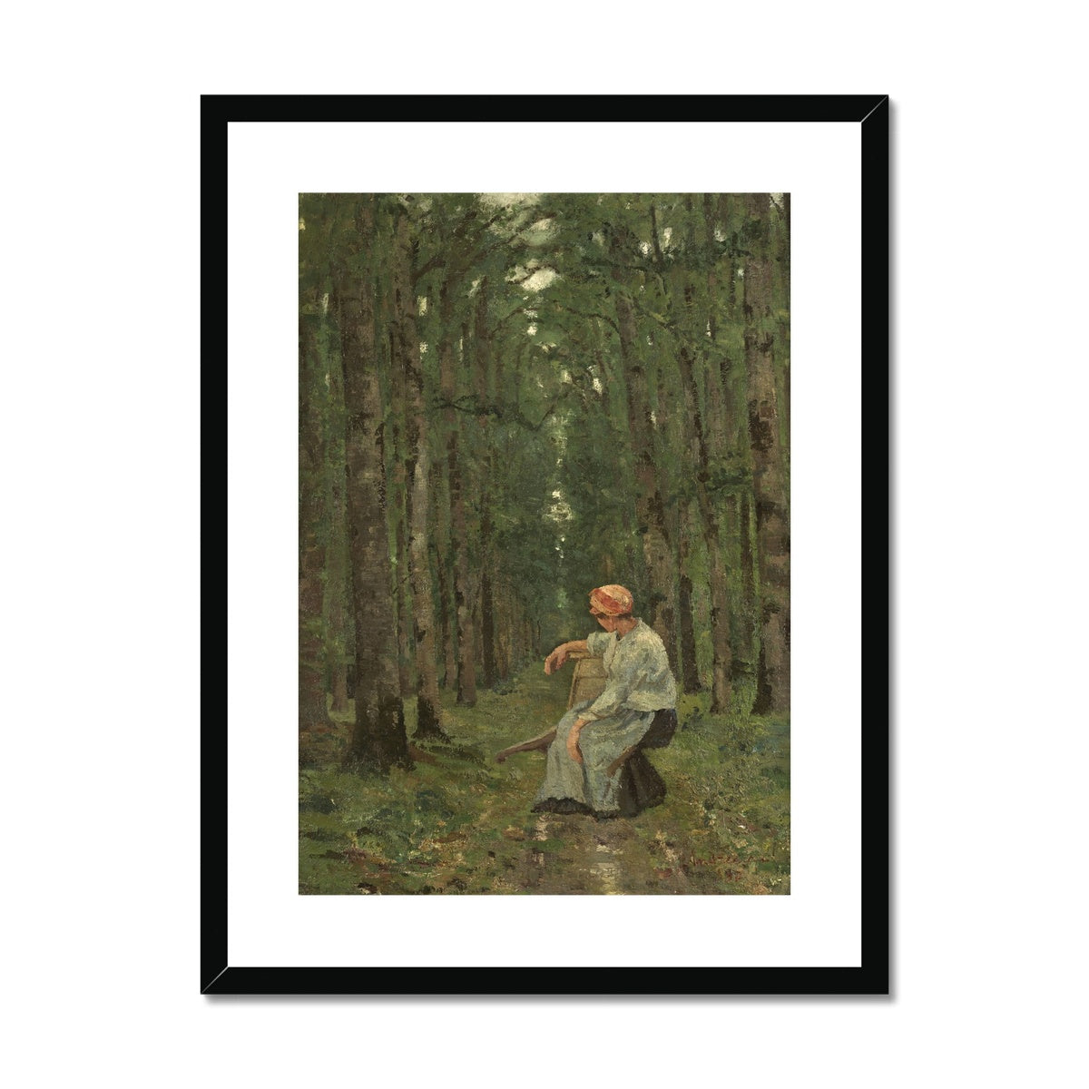 Woman in the forest (1880) by Ion Andreescu  Framed & Mounted Print